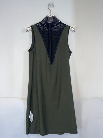 Green/Black High Neck Sleeveless Shift Dress | Size 36