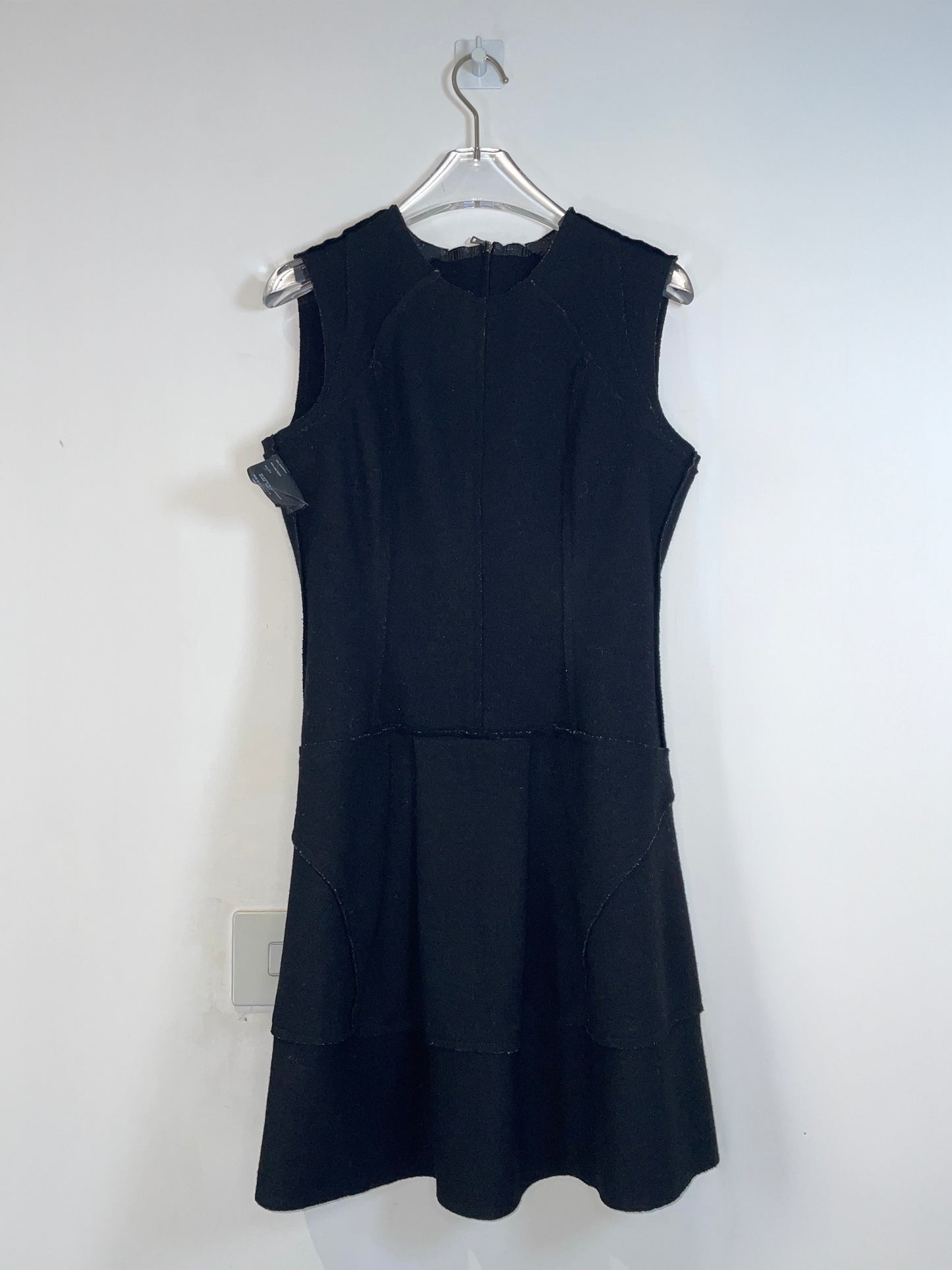Black Wool w/ Vinyl Trim Detail Dress | Size IT 40 UK 8 Small