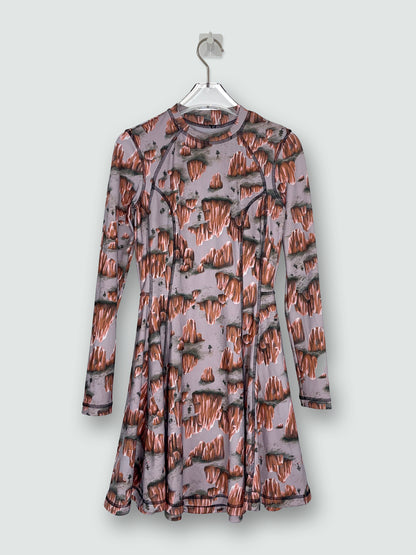 Grey Abstract Rock Print Sport A line Dress | Sz XS