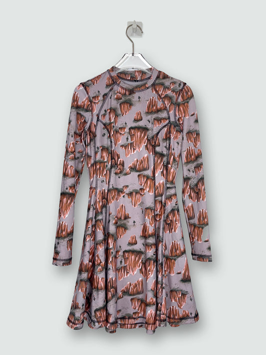 Grey Abstract Rock Print Sport A line Dress | Sz XS