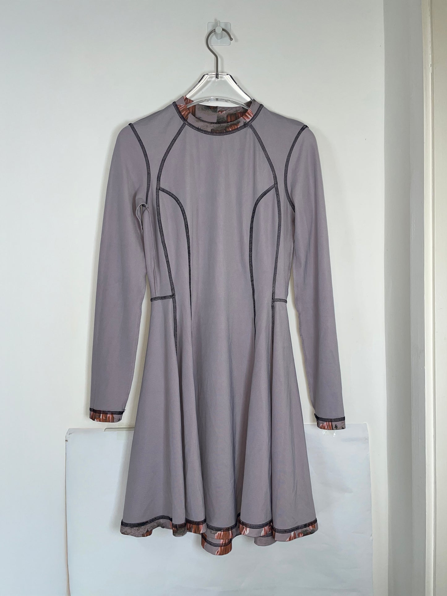 Grey Abstract Rock Print Sport A line Dress | Sz XS