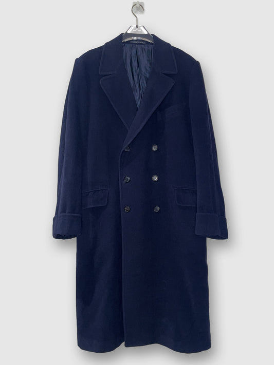 Double Breasted Long Coat Black Wool - Size IT 56 XXL