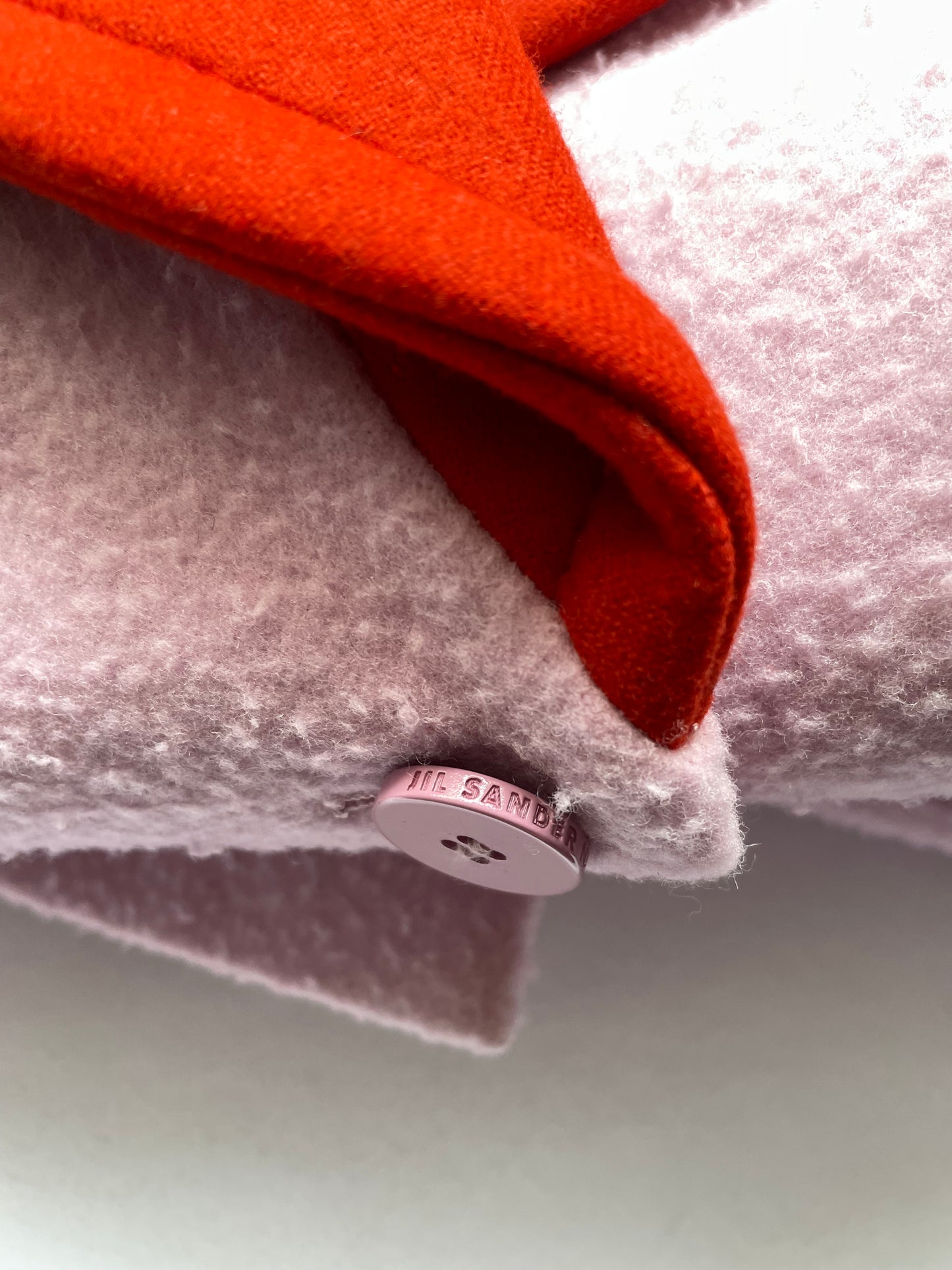 Pink 100% Virgin Wool Coat Red Collar, Belt | GR32, UK6, XSmall