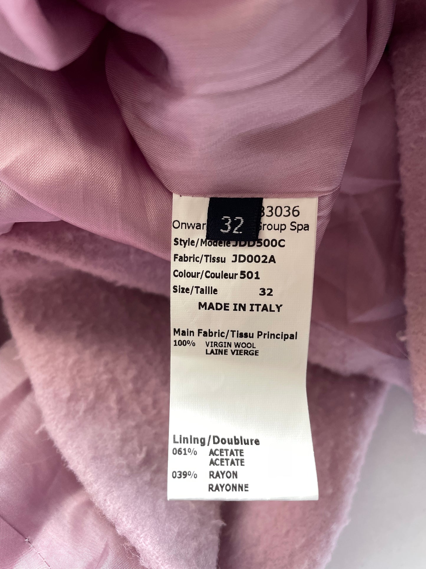 Pink 100% Virgin Wool Coat Red Collar, Belt | GR32, UK6, XSmall