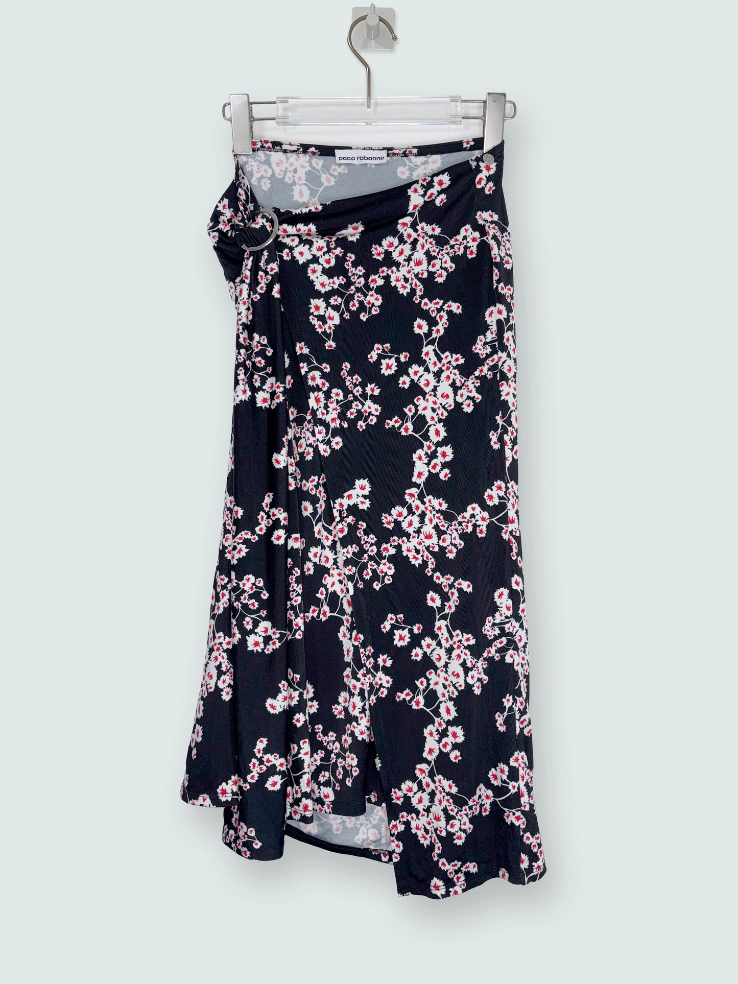 Black Floral Stretch Jersey Wrap Skirt | FR34 ~ XSmall