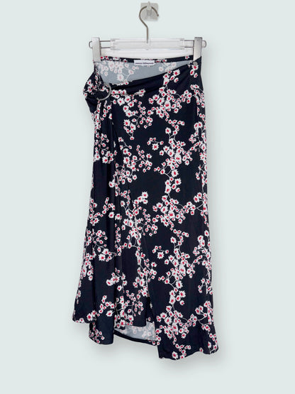 Black Floral Stretch Jersey Wrap Skirt | FR34 ~ XSmall