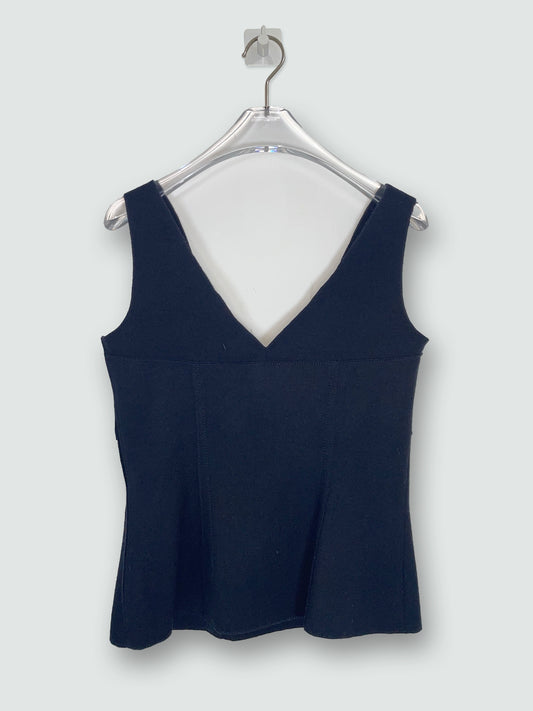 V Neck 100% Wool Black Top | Size IT42
