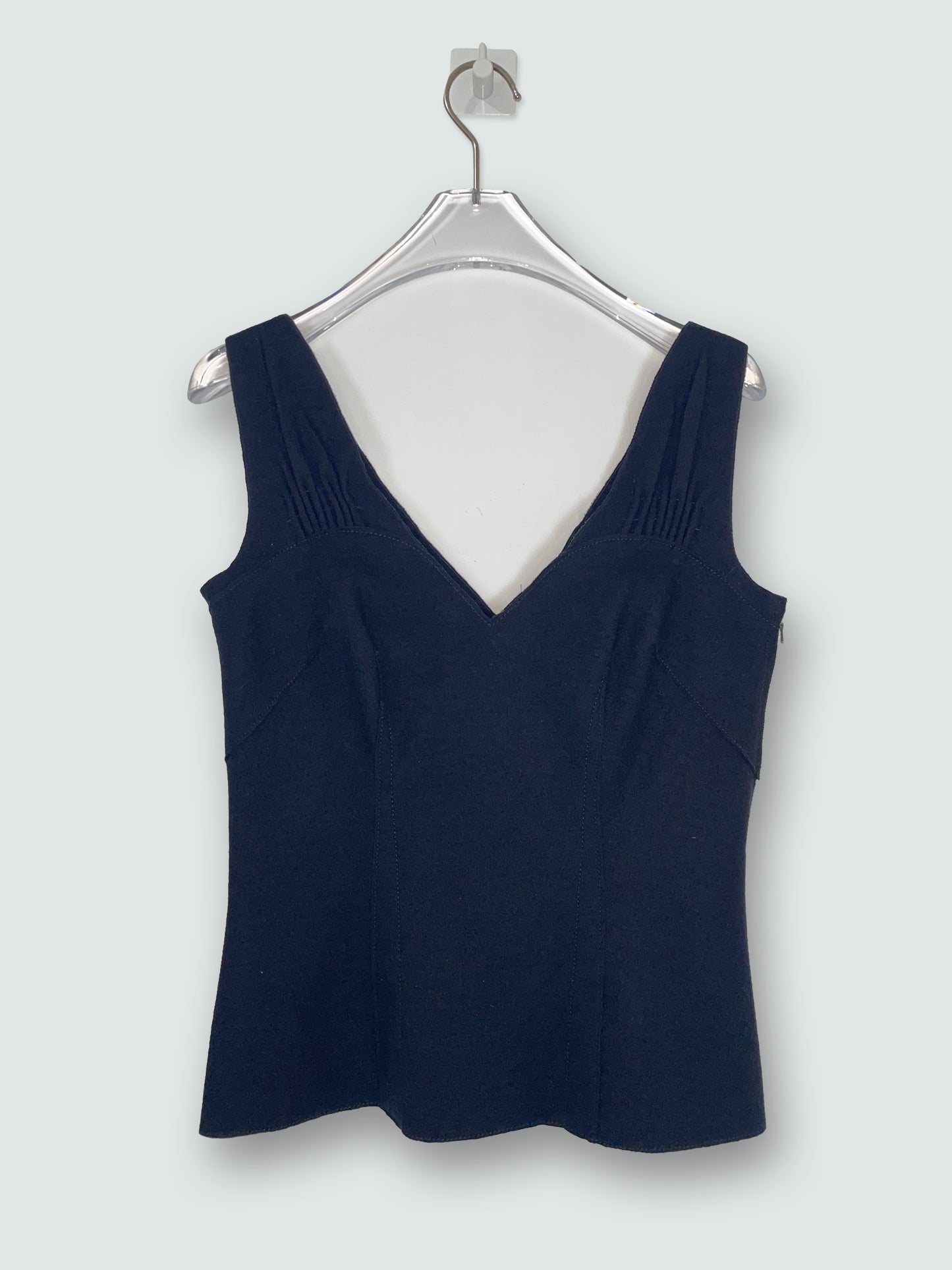 V Neck 100% Wool Black Top | Size IT42