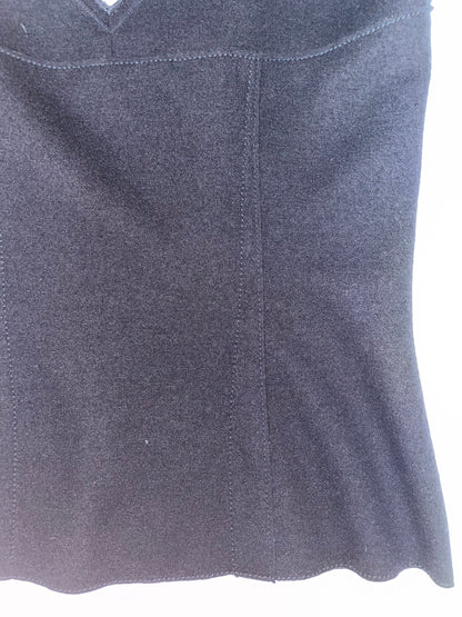 V Neck 100% Wool Black Top | Size IT42