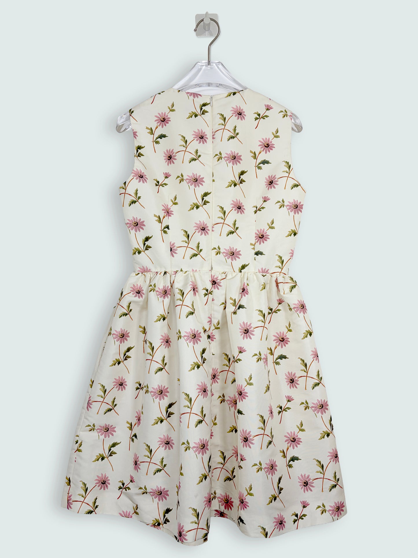 Cream White Floral Daisy A line Print Dress | Sz Small