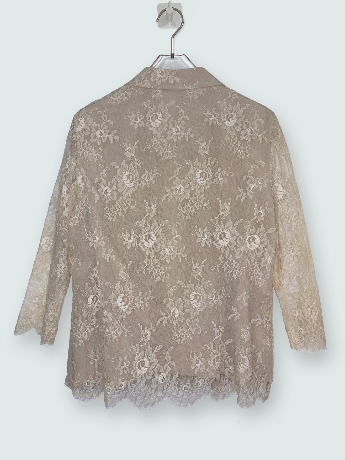 Beige Lace Set Jacket & Sleeveless Top | Sz 9 ~ Small