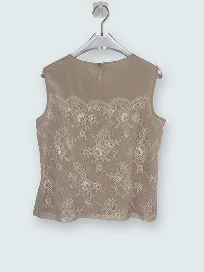 Beige Lace Set Jacket & Sleeveless Top | Sz 9 ~ Small