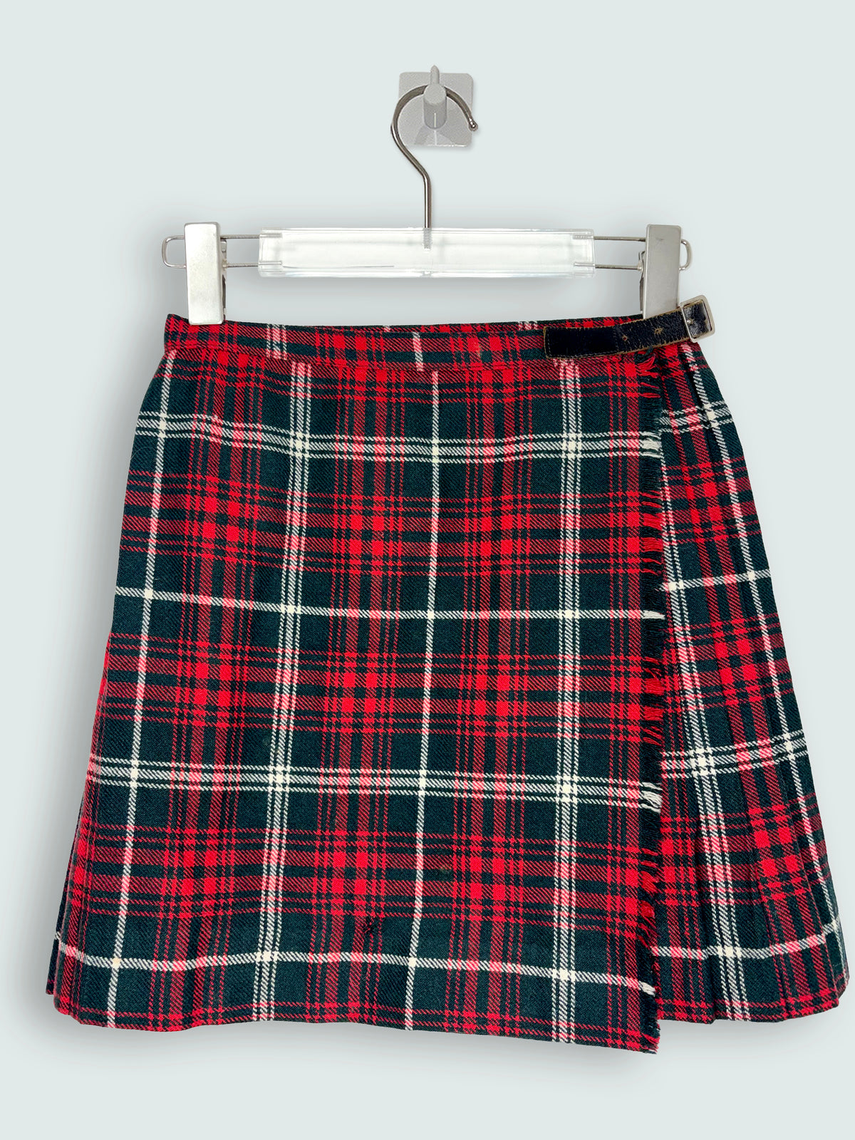100% Pure Wool Vintage Tartan Red Green Kilt | Sz XXS