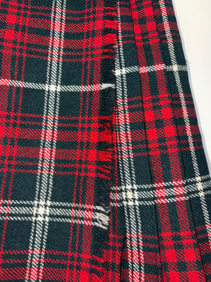 100% Pure Wool Vintage Tartan Red Green Kilt | Sz XXS