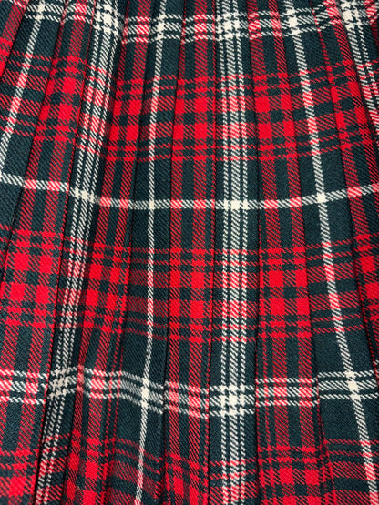 100% Pure Wool Vintage Tartan Red Green Kilt | Sz XXS