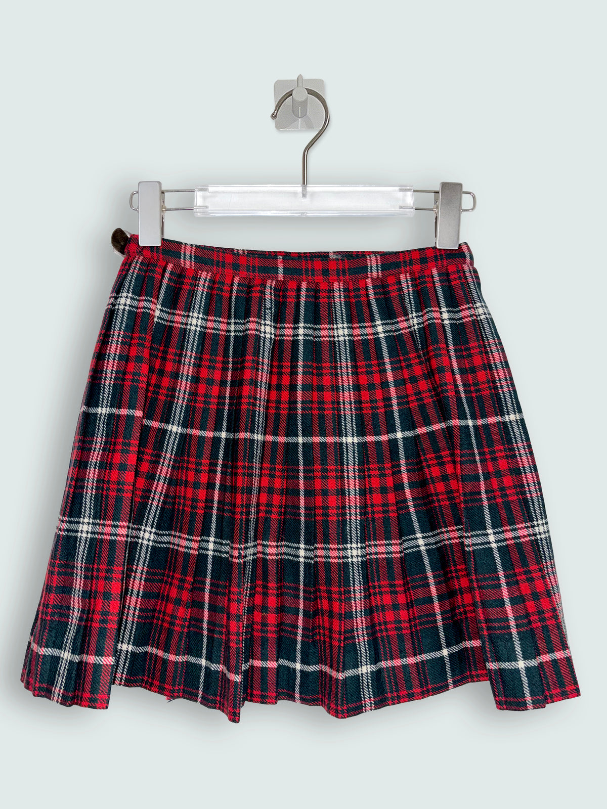 100% Pure Wool Vintage Tartan Red Green Kilt | Sz XXS