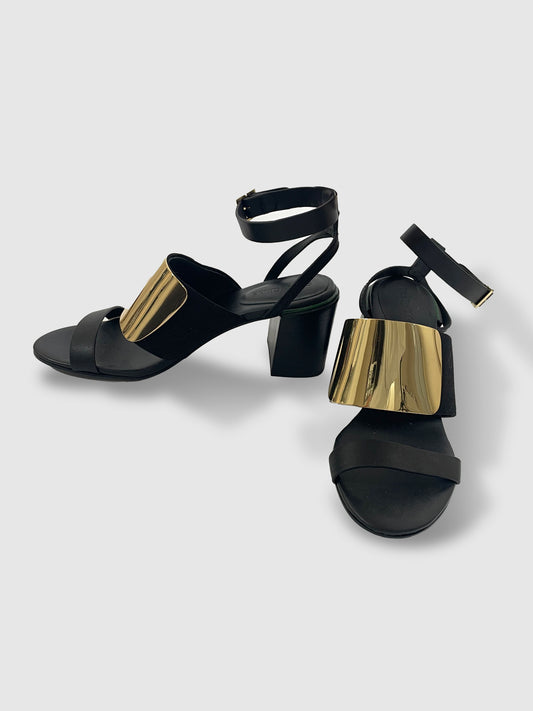 Gold Metal Detail Sandals Heels | SIZE EU38 UK5