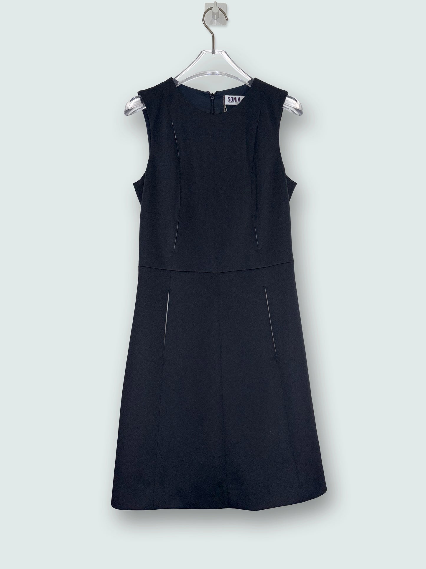 Black Sleeveless Crew Neck A-Line Dress |Sz FR 36~ Small