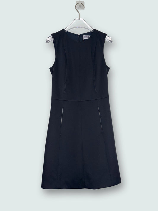 Black Sleeveless Crew Neck A-Line Dress |Sz FR 36~ Small