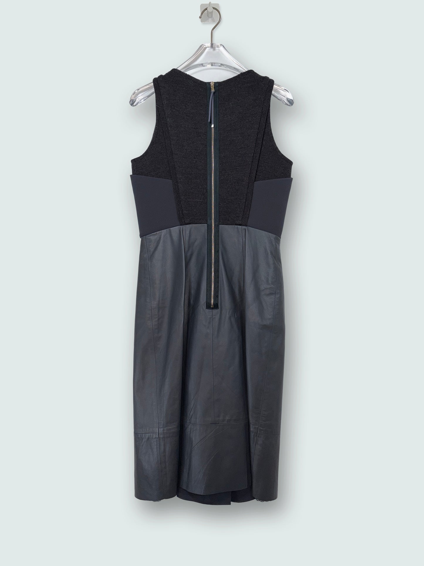 Lamb Leather Detail Pleated Silk Lining Dress | Sz IT 36 ~ Small