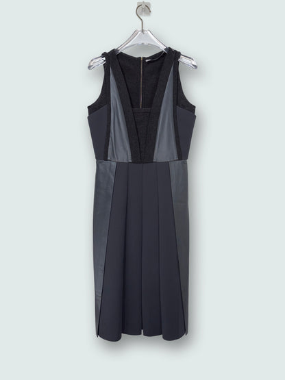 Lamb Leather Detail Pleated Silk Lining Dress | Sz IT 36 ~ Small