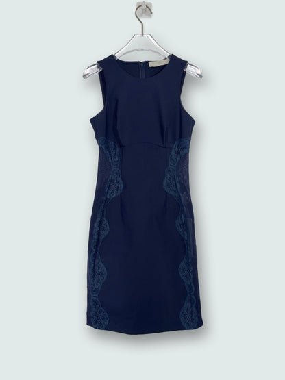 Navy Blue Jersey Lace Sides Sleeveless Sheath Dress | Sz IT38