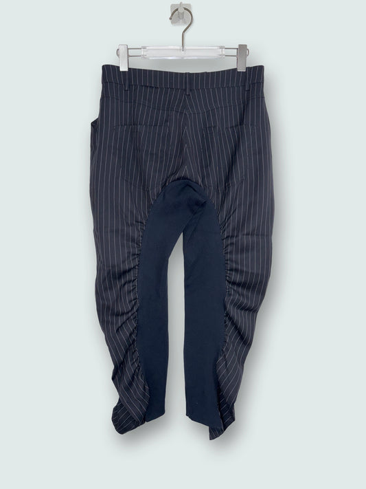 Navy Pinstriped Gathered Trousers Pants | Sz IT38 ~ Small