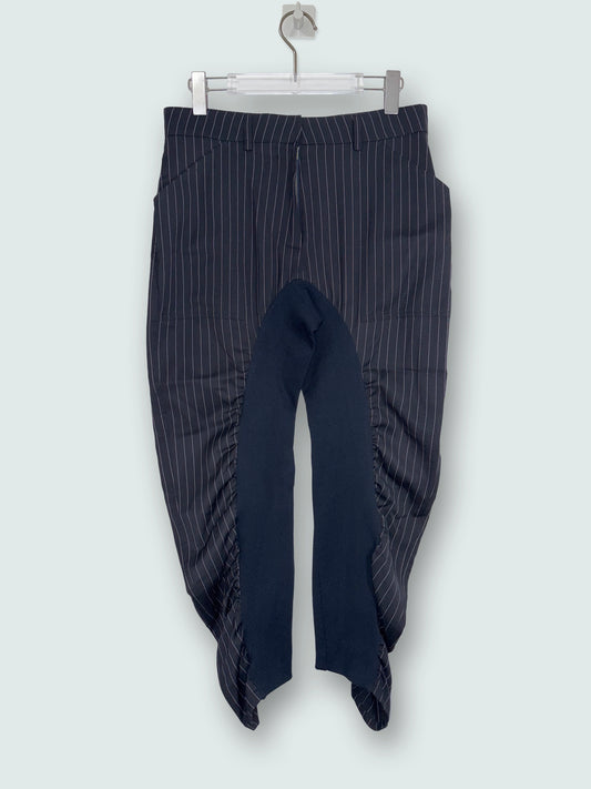 Navy Pinstriped Gathered Trousers Pants | Sz IT38 ~ Small