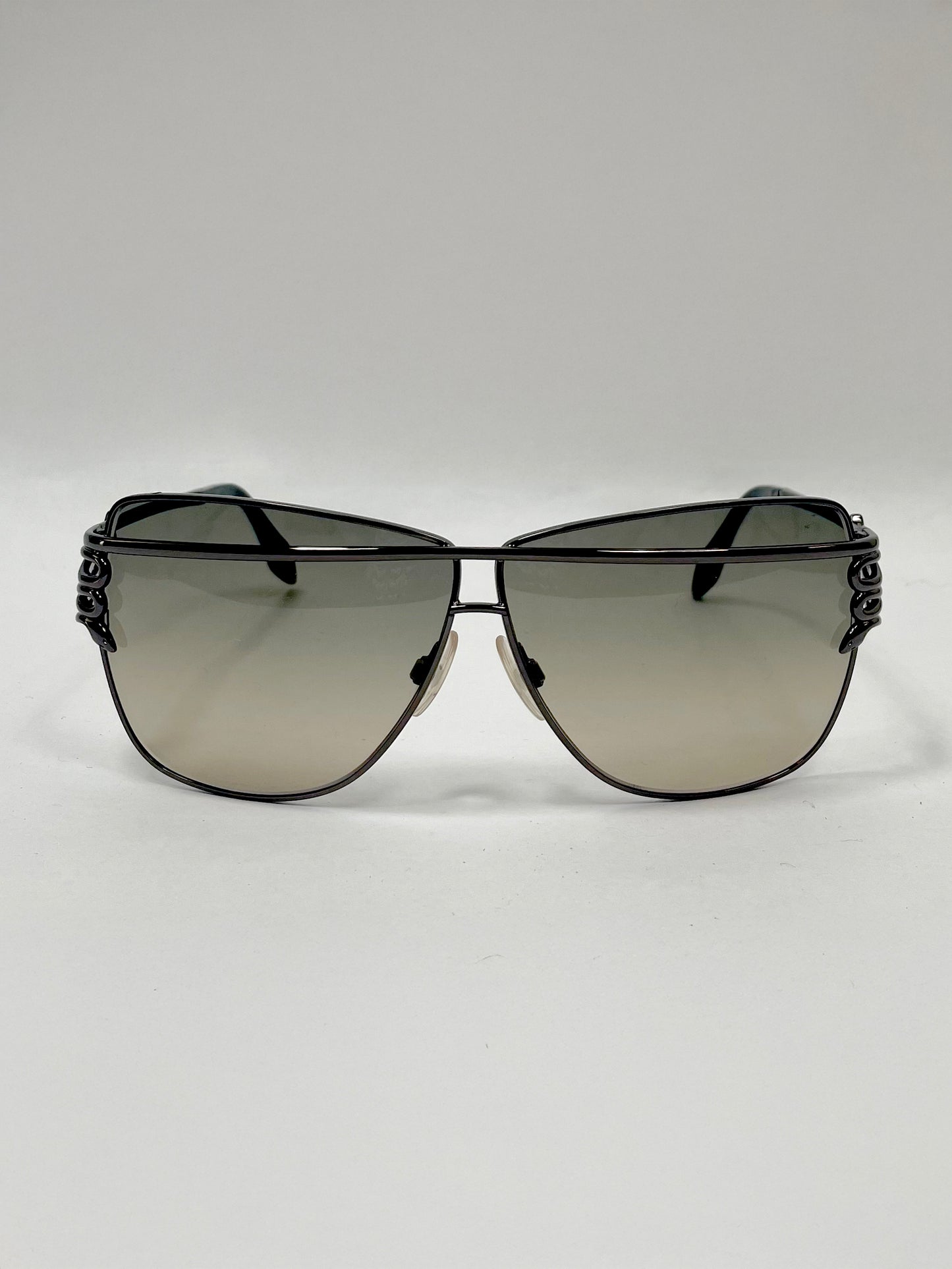 Snake Oversize Metal Frame Brown Gradient Sunglasses