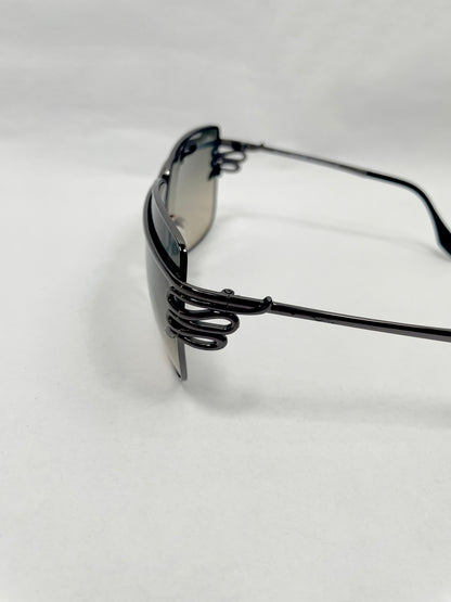 Snake Oversize Metal Frame Brown Gradient Sunglasses