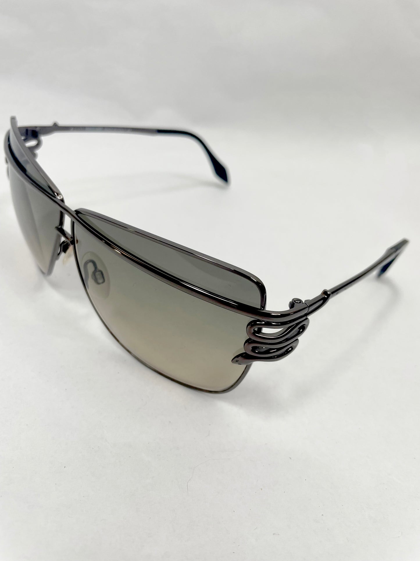 Snake Oversize Metal Frame Brown Gradient Sunglasses