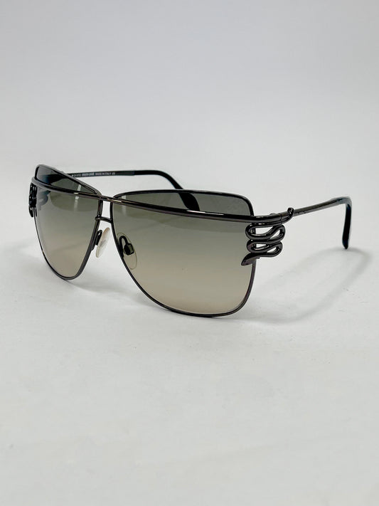 Snake Oversize Metal Frame Brown Gradient Sunglasses