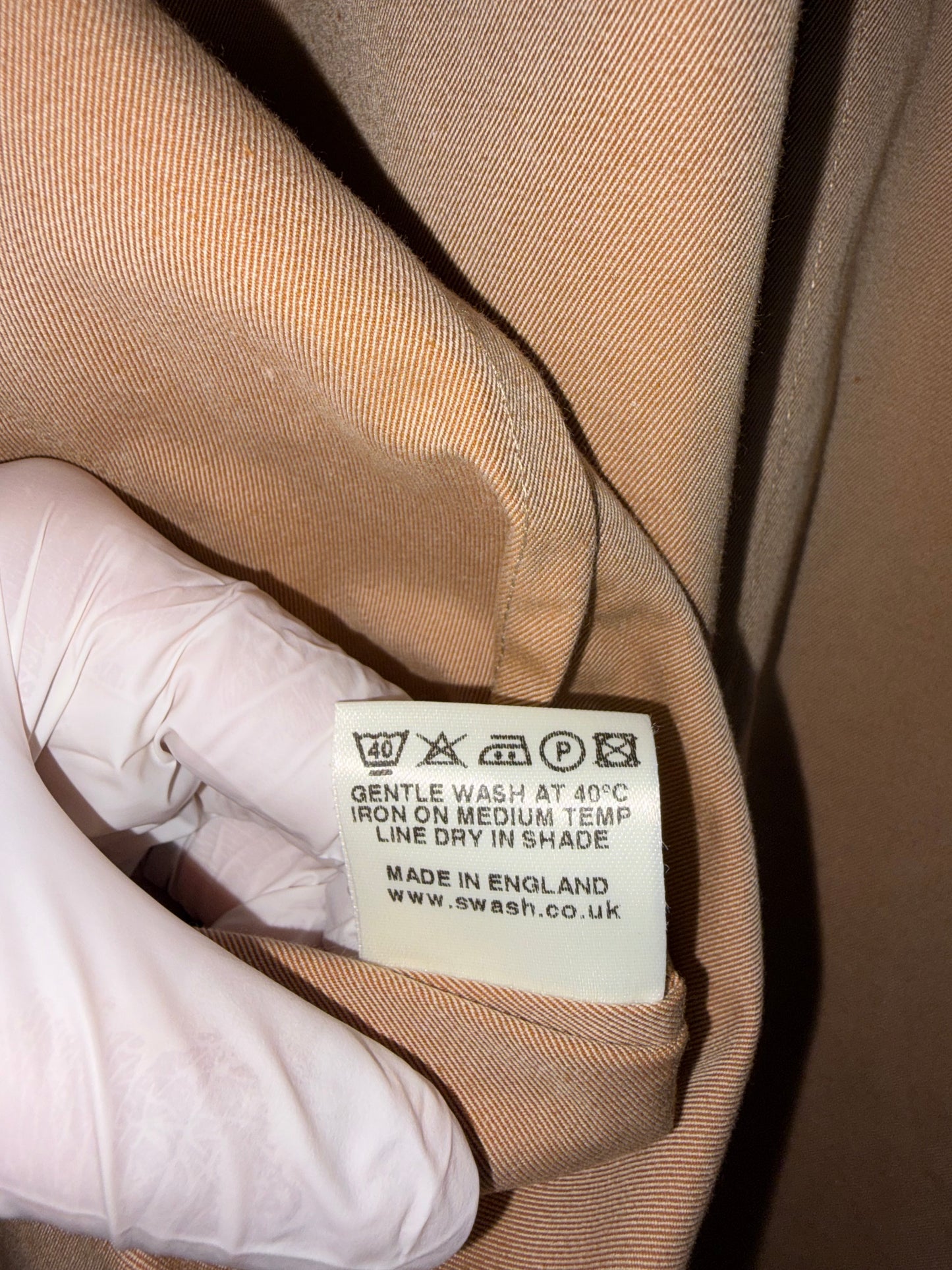 Beige Cotton Coat w/ Detachable Hood & Pattern Pockets | Sz Small