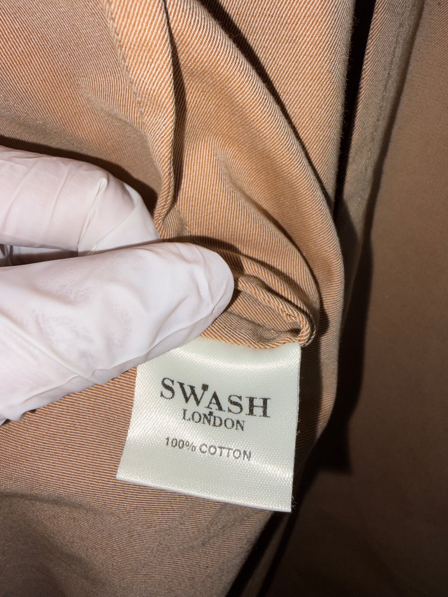 Beige Cotton Coat w/ Detachable Hood & Pattern Pockets | Sz Small