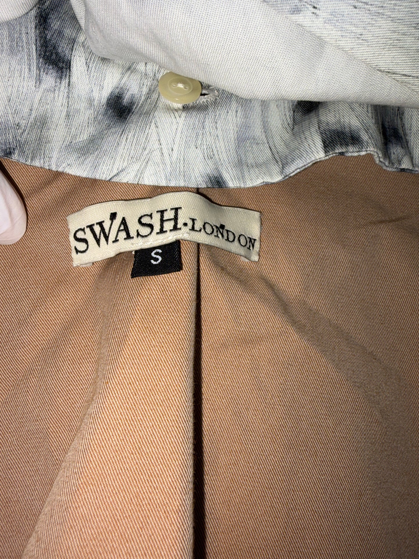 Beige Cotton Coat w/ Detachable Hood & Pattern Pockets | Sz Small