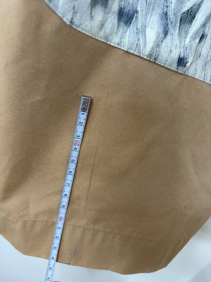 Beige Cotton Coat w/ Detachable Hood & Pattern Pockets | Sz Small