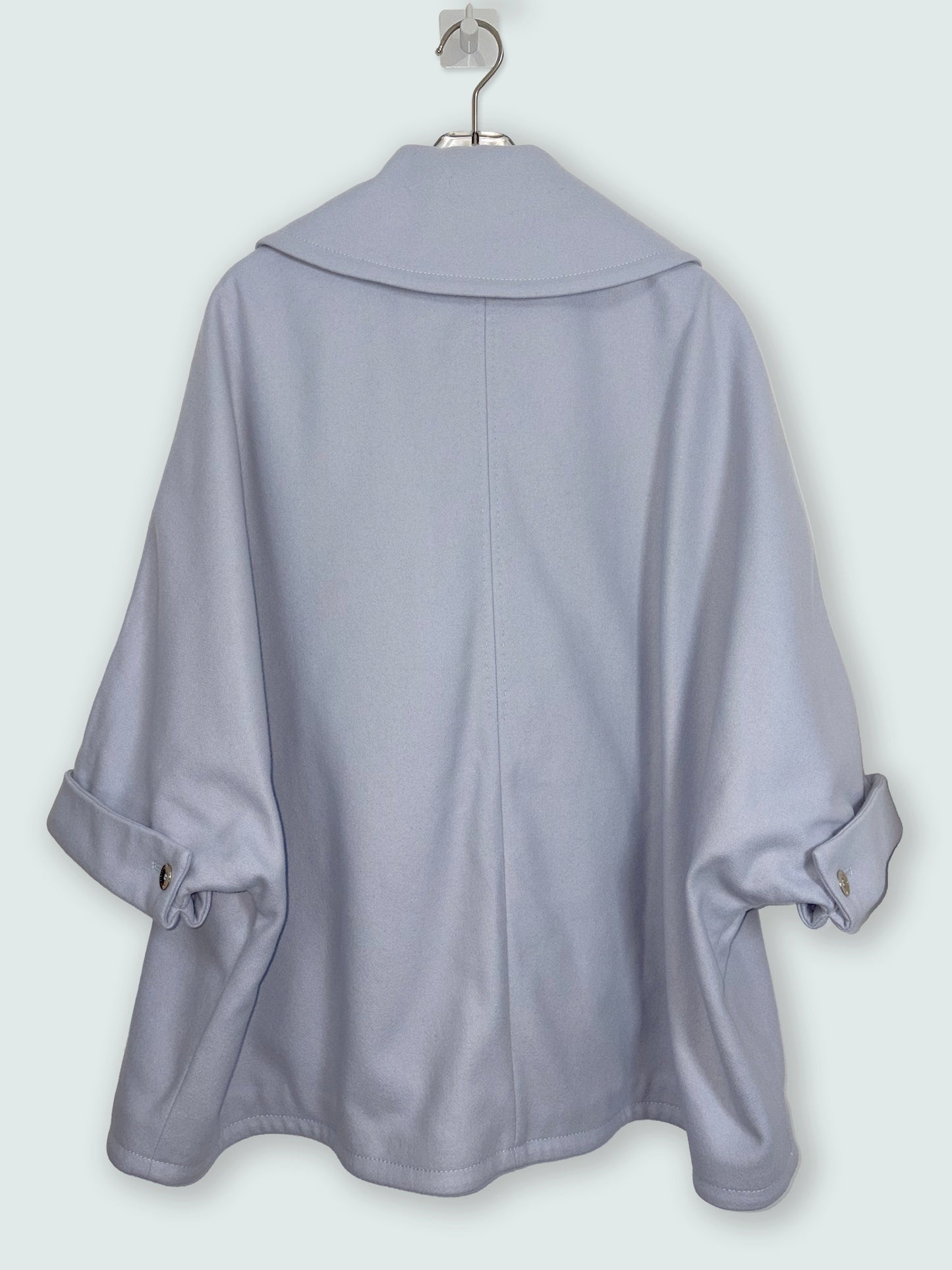 Pastel Blue Double Breasted Peacoat Blue Wool Cape Coat | Sz M/L