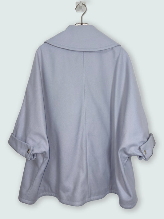Pastel Blue Double Breasted Peacoat Blue Wool Cape Coat | Sz M/L