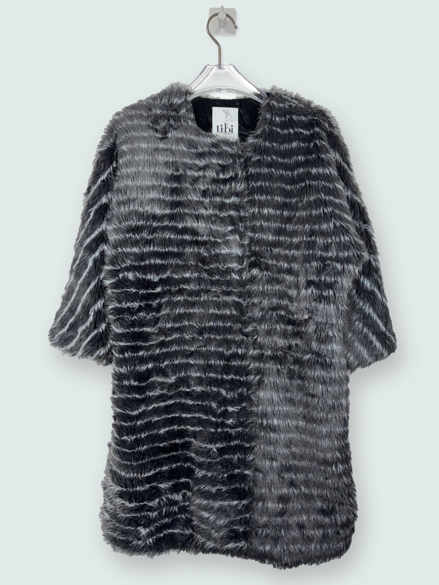 Faux Stripe Fur Coat | Sz Small