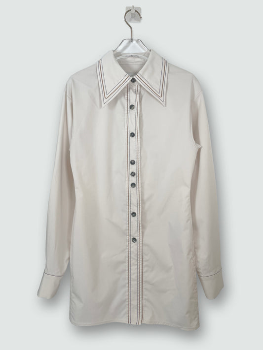 Ivory Embroidered Collar Shirt | Size XS
