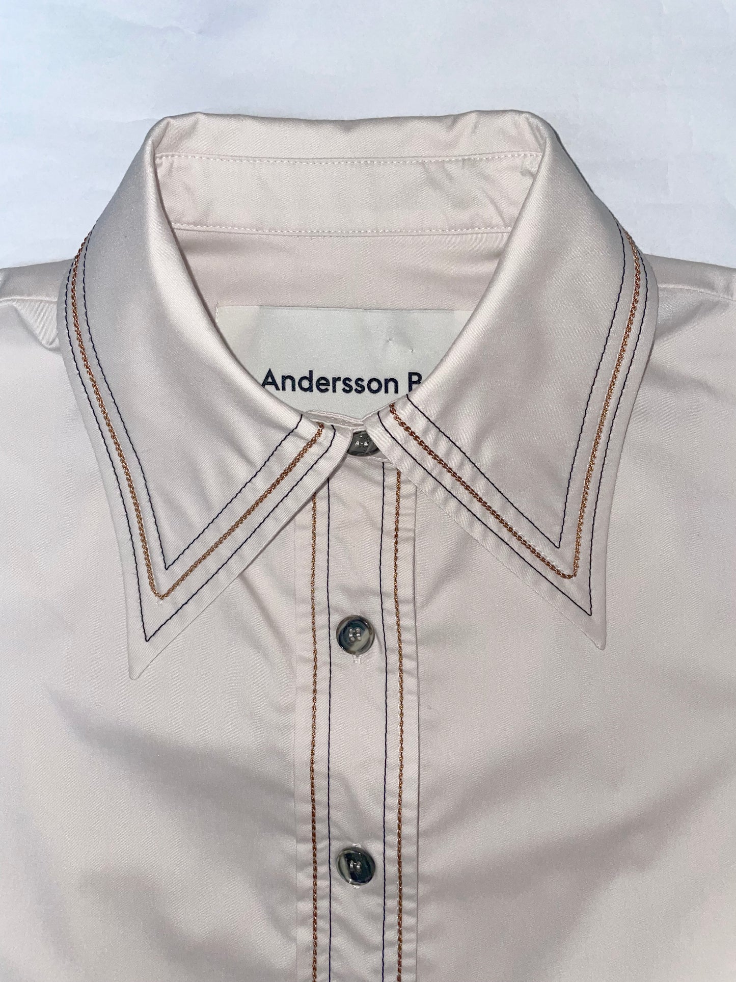 Ivory Embroidered Collar Shirt | Size XS