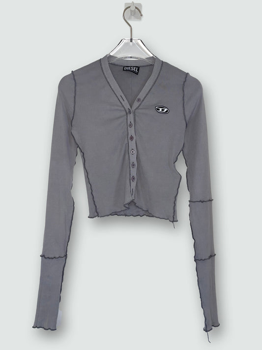 By Glenn Martens | Grey Long Sleeve Button Cropped Cardigan Top | XSmall