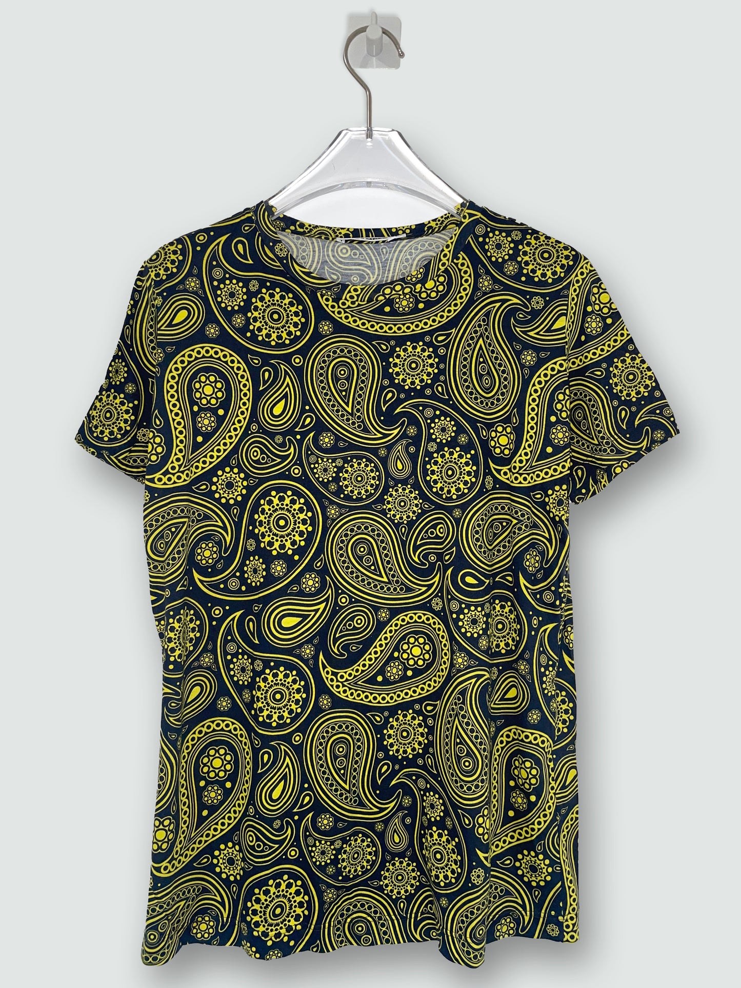 By Raf Simons | SS 2012 Black Yellow Paisley T shirt | Size Medium
