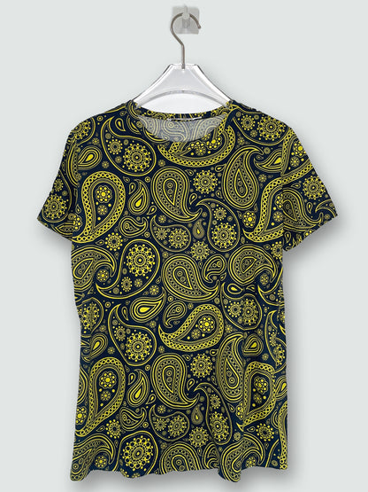 By Raf Simons | SS 2012 Black Yellow Paisley T shirt | Size Medium