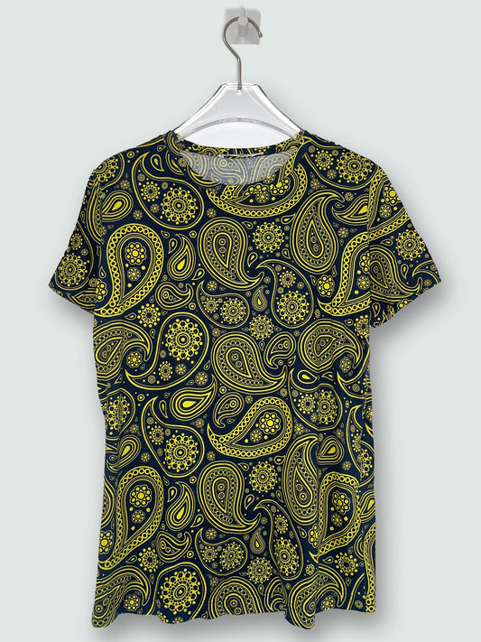 By Raf Simons | SS 2012 Black Yellow Paisley T shirt | Size Medium