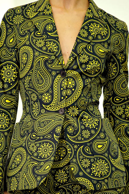 By Raf Simons | SS 2012 Black Yellow Paisley T shirt | Size Medium