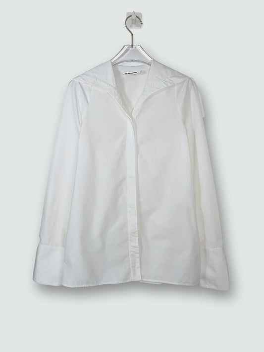 Pre-Fall 2018 Sailor Collar White Cotton Poplin Shirt | Size 32 ~ Small