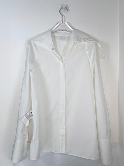 Pre-Fall 2018 Sailor Collar White Cotton Poplin Shirt | Size 32 ~ Small