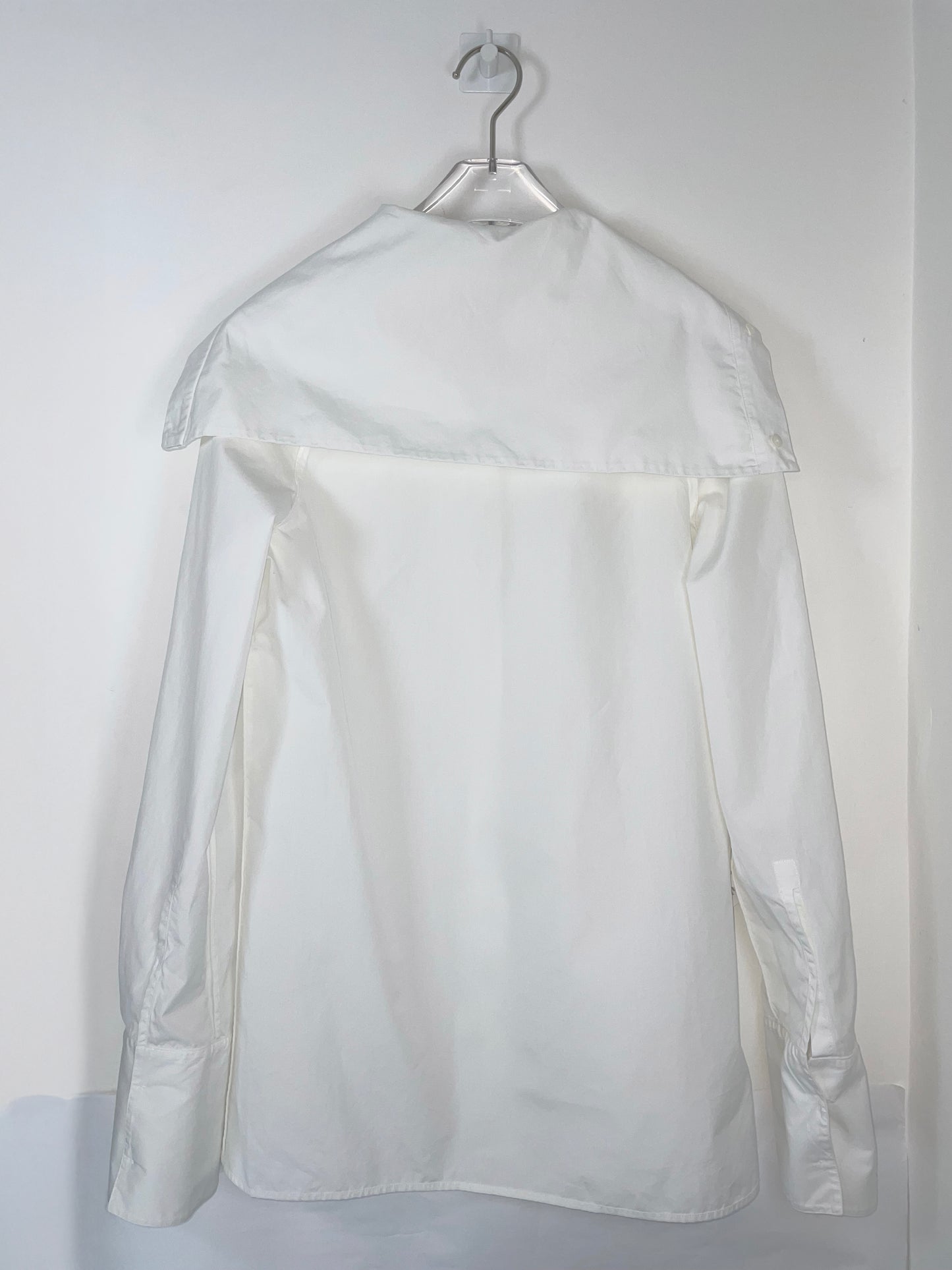 Pre-Fall 2018 Sailor Collar White Cotton Poplin Shirt | Size 32 ~ Small