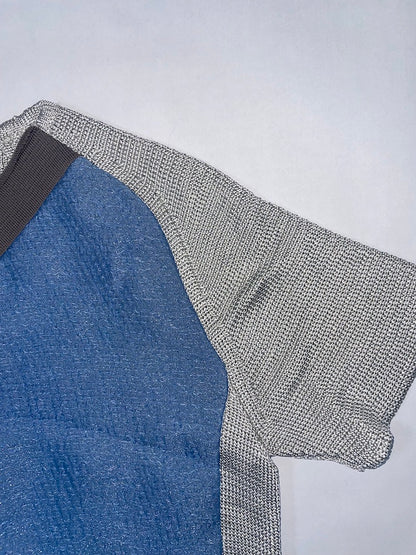 *RUNWAY* S/S 2008 Grey Short Sleeve Knit Blue Panel Top | IT38 UK6 US2 XS-S